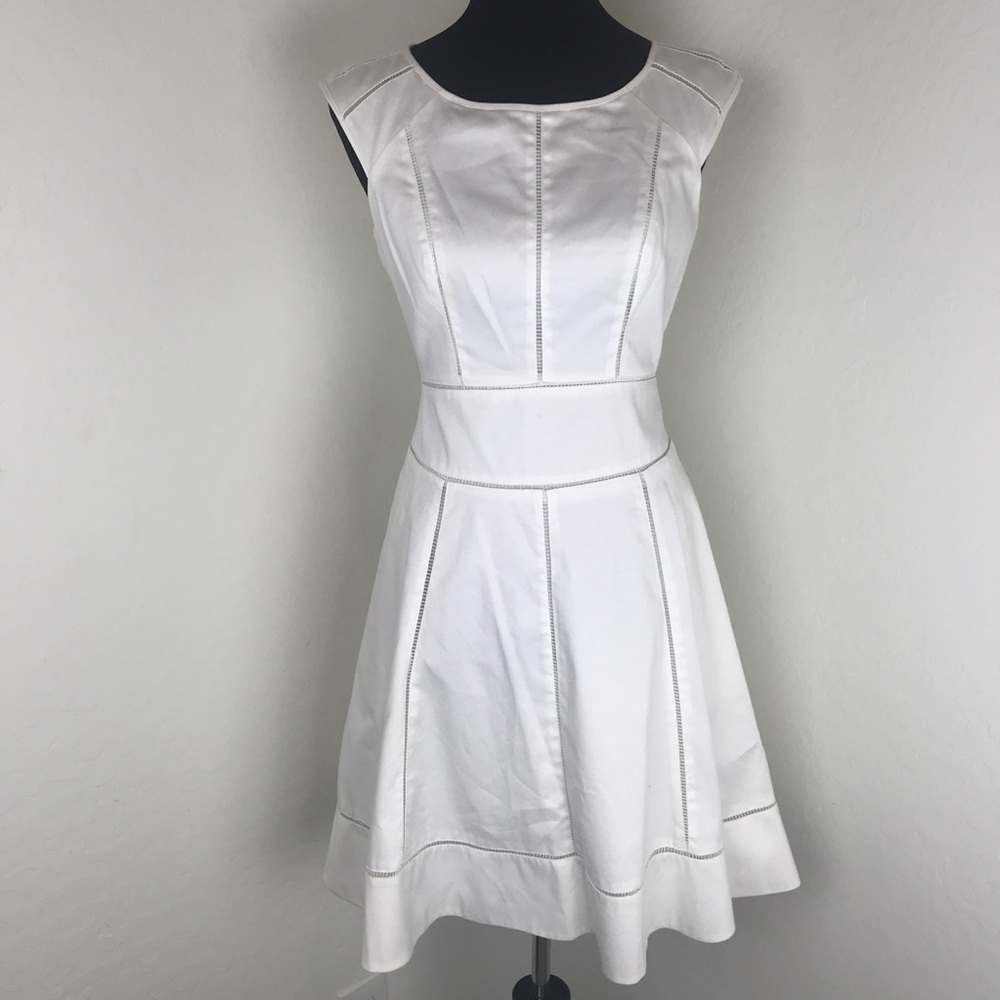 Maggy London White Fit & Flare With Pockets Dress